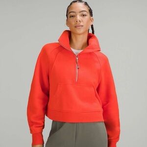 lululemon solar orange funnel neck oversized scuba Half-Zip Sweatshirt